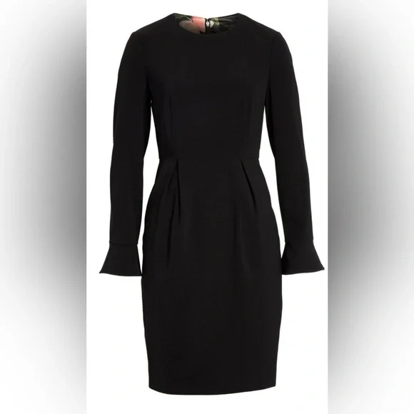 Ted Baker Yulin Flare Cuff Pencil Dress in Black Size 4 - Picture 4 of 16